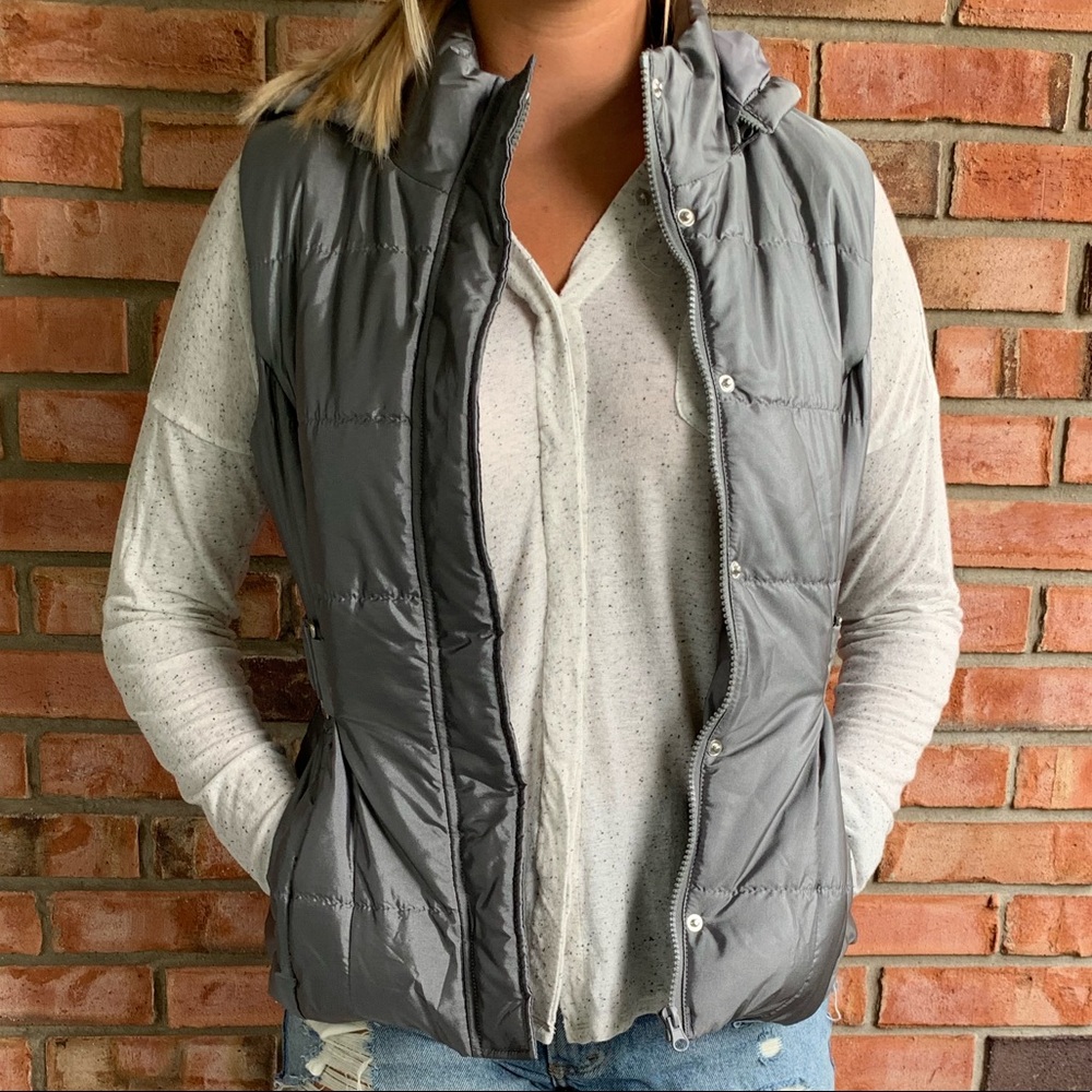 Grey hooded vest